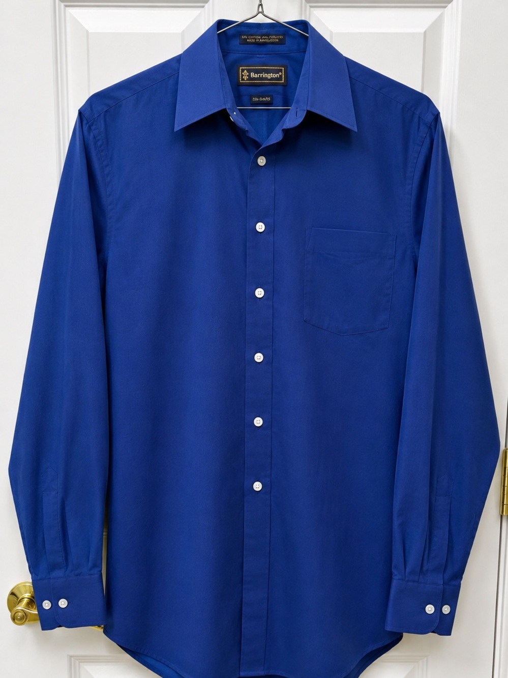 Barrington Men’s Blue Dress Shirt 15.5 34/35 Wrinkle Resistant Cotton Blend EUC